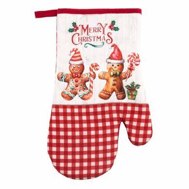 ARDESTO Набір прихваток для кухні Christmas Gingerbread 18х20см, 18х30см, 100% поліестер (верх), 100% бавовна (низ), червоний
