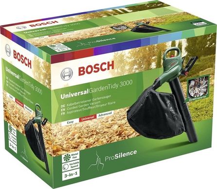 Повітродув-пилосос Bosch Universal GardenTidy 3000, 3000Вт, мішок 50 л, 576 куб/г, 3.4кг 0.600.8B1.001 фото
