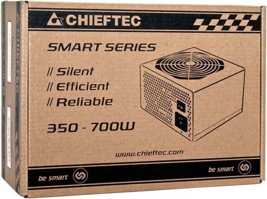 Chieftec Блок живлення Smart (500W), >85%, 120мм, 1xMB 24pin(20+4), 1xCPU 8pin(4+4), 2xMolex, 3xSATA, 1xPCIe 8pin(6+2) GPS-500A8 фото