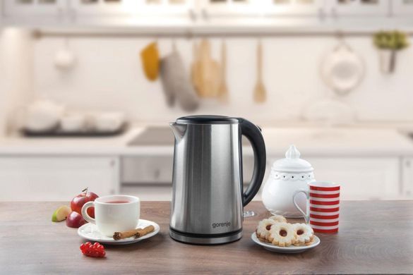 Gorenje Електрочайник, 1,5л, подвійні стінки, Strix контроль, нерж. K15DWS фото