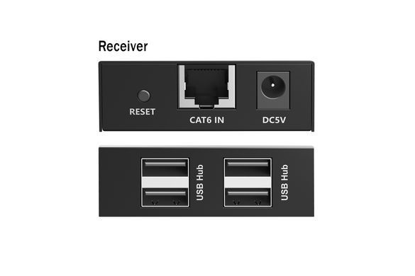 Digitus Удлинитель DIGITUS USB 2.0, для использования с кабелем Cat6, до 150 м, 4 х USB-A, черный DA-73120 фото