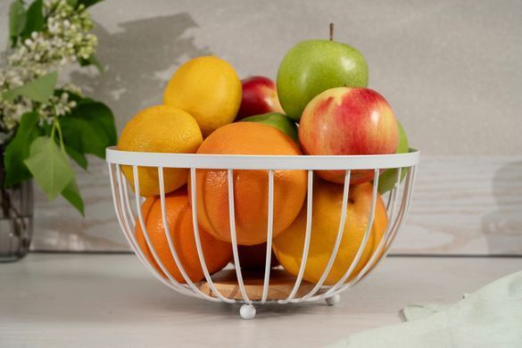 ARDESTO Корзина Midori 25х25х13см, металл, дерево, белый AR0904W фото