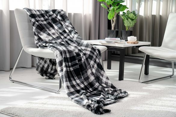 ARDESTO Плед Flannel, 160х200см, клітинка сіра, 100% поліестер