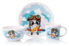 Набір дитячого посуду Ardesto Panda pilot 3 пр., порцеляна AR3451PS фото