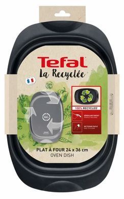 Tefal Форма для запікання La Recyclee, овальна, з ручками, 24х36см, алюміній, чорний J5701553 фото