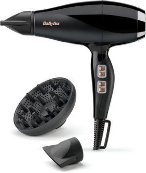 BaByliss Фен Air Power Pro, 2300Вт, режимов-3, дифузор, иониз-я, хол. обдув, керамика, черно-розовый 6716DE фото