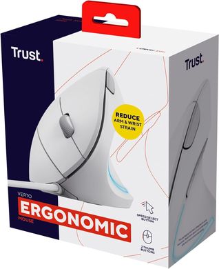 Trust Мышь Verto Ergonomic, USB-A, Белый 25133_TRUST фото