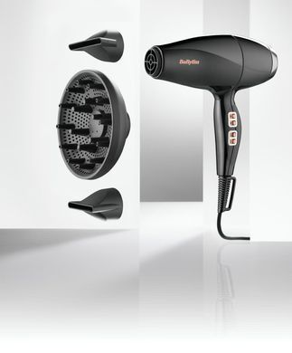 BaByliss Фен Air Power Pro, 2300Вт, режимов-3, дифузор, иониз-я, хол. обдув, керамика, черно-розовый 6716DE фото
