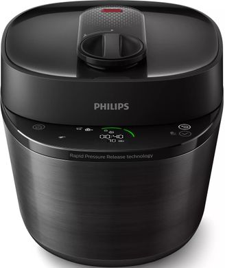 Мультиварка-скороварка PHILIPS All-in-One Cooker, 1000Вт, чаша-5л, кнопочное управл., пластик, черный HD2151/40 фото