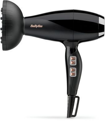 BaByliss Фен Air Power Pro, 2300Вт, режимов-3, дифузор, иониз-я, хол. обдув, керамика, черно-розовый 6716DE фото