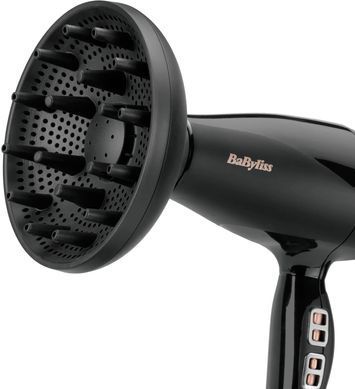 BaByliss Фен Air Power Pro, 2300Вт, режимов-3, дифузор, иониз-я, хол. обдув, керамика, черно-розовый 6716DE фото