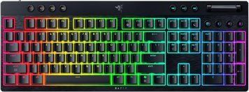 Razer Клавіатура механічна BlackWidow V4 Low-profile HyperSpeed, 104key, Yellow Switch, USB-A/WL/BT, EN, RGB, чорний RZ03-05271500-R3M1 фото