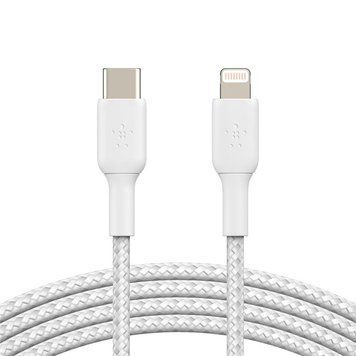 Belkin Кабель USB-C > Lightning заряджання/синхронізації 1м, 30Вт, Type-C, плетений, білий CAA004BT1MWH фото