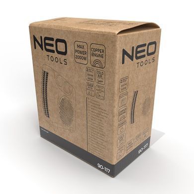 Neo Tools Тепловентилятор електричний Neo Tools, 2кВт, термостат, білий, 1.18кг 90-117 фото