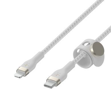 Belkin Кабель USB-С - Lightning BRAIDED SILICONE 1m White CAA011BT1MWH фото