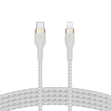 Belkin Кабель USB-С - Lightning BRAIDED SILICONE 1m White CAA011BT1MWH фото