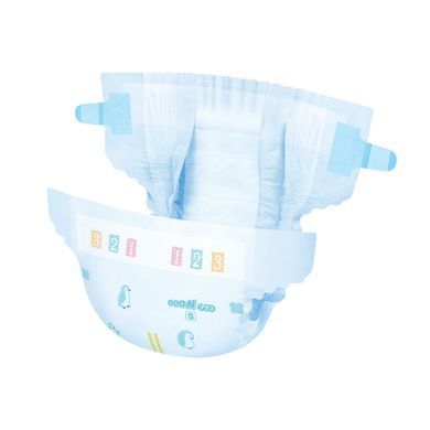Підгузки GOO.N Plus для дітей 4-8 кг (розмір S, на липучках, унісекс, 62 шт) 21001496 фото