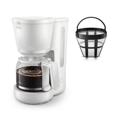 Philips Кавоварка крапельна 3000 Series, 1.38л, мелена, підтримка температури, білий HD7411/00 фото