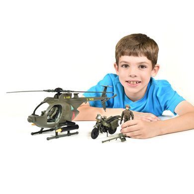 Игровой набор ELITE FORCE &mdash;МНОГОФУНКЦИОНАЛЬНЫЙ ВЕРТОЛЕТ MH-6 (вертолет, мотоцикл, фигурки, аксесс.) 101860 фото