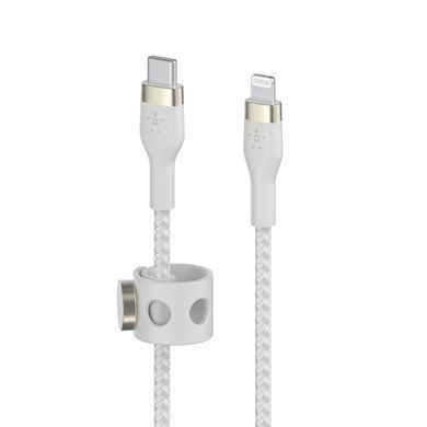 Belkin Кабель USB-С - Lightning BRAIDED SILICONE 1m White CAA011BT1MWH фото