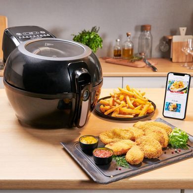 Tefal Мультипіч ActiFry Genius, 1350Вт, чаша-1,2л, сенсорне керув., підкл. до смартфону, авто перемішування, пластик, чорний FZ760830 фото