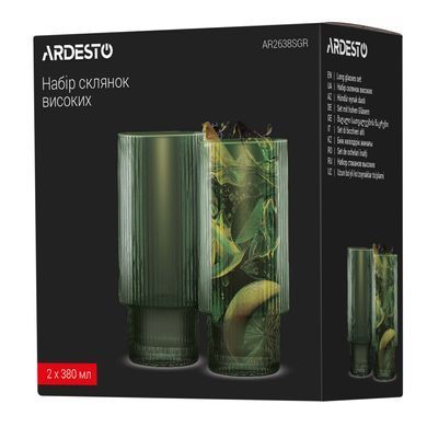 ARDESTO Набор стаканов низких, 380мл, 2шт, стекло, зеленый AR2638SGR фото