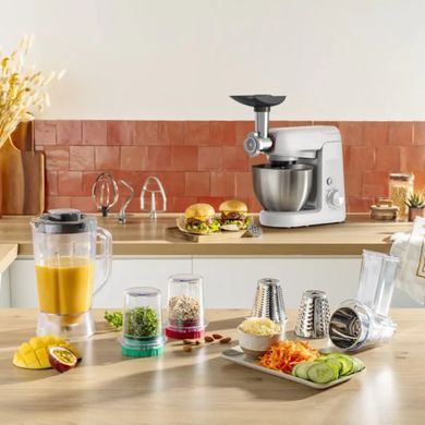 Tefal Кухонная машина Bake Partner 1100Вт, чаша-металл, корпус-пластик, насадок-8, белый QB525B38 фото
