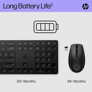 HP Комплект клавіатура та миша НР 650, WL, EN/UK, чорний 4R013AA фото