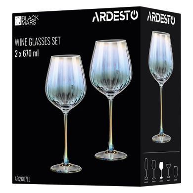 ARDESTO Wine glasses set Black Mars 670ml, 2pcs, glass, transparent AR2667EL фото