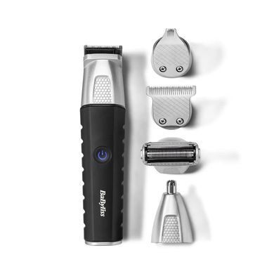 BaByliss Haircut kit Babyliss Lithium Power for beard, mustache, head, nose and body, battery, vibration motor, nozzles-10, steel, black MT812E фото