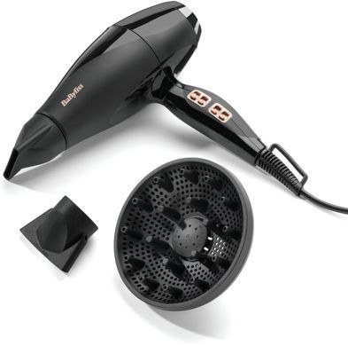 BaByliss Фен Air Power Pro, 2300Вт, режимов-3, дифузор, иониз-я, хол. обдув, керамика, черно-розовый 6716DE фото