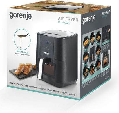 Gorenje Мультипіч 1350Вт, чаша-5.4л, сенсорне управл., 8 авто. программ, пластик+метал, чорний AF1350DWB фото