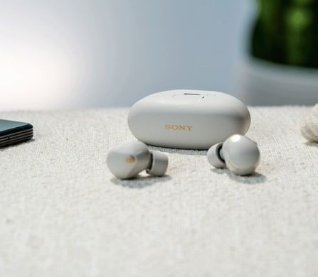 Sony Навушники TWS WF-1000XM5 BT 5.3, ANC, Hi-Res, IPX4, SBC, AAC, LDAC, LC3, Сріблястий WF1000XM5S.CE7 фото