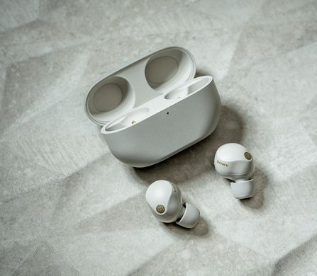 Sony Навушники TWS WF-1000XM5 BT 5.3, ANC, Hi-Res, IPX4, SBC, AAC, LDAC, LC3, Сріблястий WF1000XM5S.CE7 фото