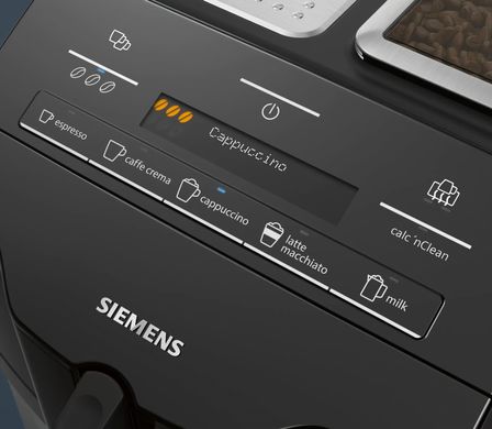 Кавомашина Siemens, 1.4л, зерно+мелена, автомат.капуч, LED-дисплей, авторецептів -5, чорний TI355209RW фото