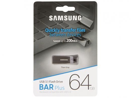 Samsung Накопичувач 64GB USB 3.1 Type-A Bar Plus Сірий MUF-64BE4/APC фото