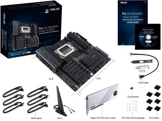 ASUS Материнская плата серверная PRO WS WRX80E-SAGE SE WIFI sWRX8 WRX80 8xDDR4 M.2 WiFi BT EATX 90MB1590-M0EAY0 фото
