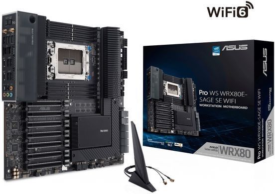ASUS Материнская плата серверная PRO WS WRX80E-SAGE SE WIFI sWRX8 WRX80 8xDDR4 M.2 WiFi BT EATX 90MB1590-M0EAY0 фото