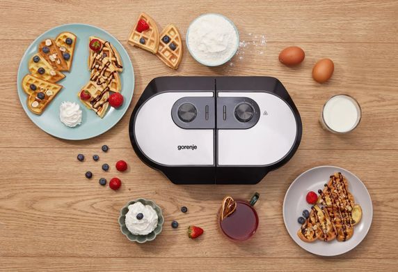 Gorenje Міні-гриль 1400Вт, алюміній, пластина д/вафель, корпус-метал, чорний WM1400SB фото