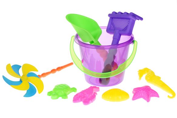 Набор для игры с песком Same Toy с Воздушной вертушкой (фиолетовое вед.ро) 9 ед. HY-1206WUt-2 фото