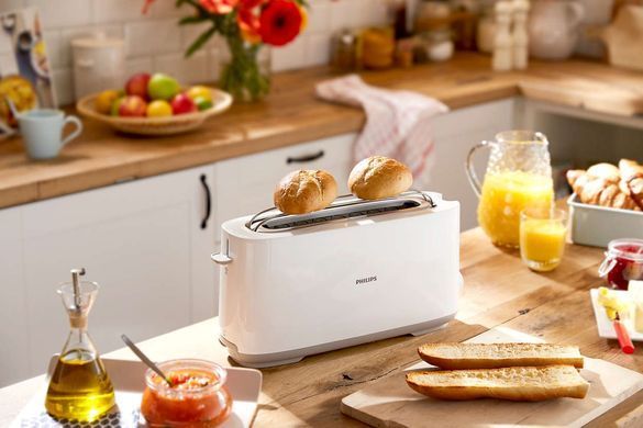 Philips Тостер Daily Collection, 1000Вт, пластик, 1 відділення, білий