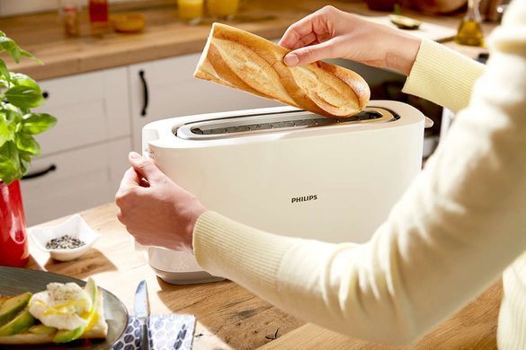 Philips Тостер Daily Collection, 1000Вт, пластик, 1 відділення, білий