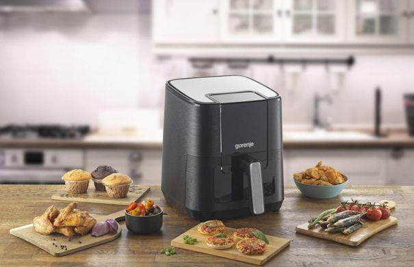 Gorenje Мультипіч 1350Вт, чаша-5.4л, сенсорне управл., 8 авто. программ, пластик+метал, чорний AF1350DWB фото