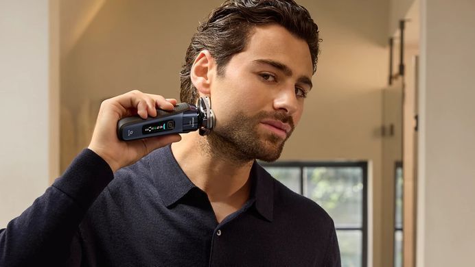 Philips Бритва електр. Series i9000 Prestige SkinIQ роторная, бритв.головок-3, Li-Ion, сух.+влажн., индикат. заряда, тверд. чехол, синий X9003/30 фото