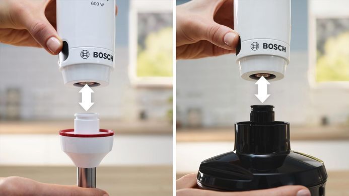 Bosch Блендер погружной 600Вт, измельчитель, венчик, белый