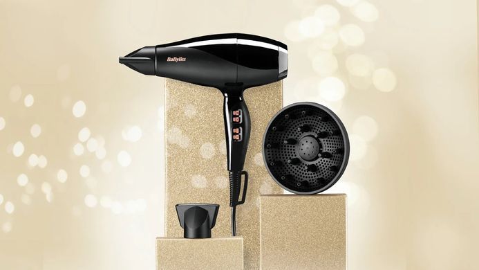 BaByliss Фен Air Power Pro, 2300Вт, режимов-3, дифузор, иониз-я, хол. обдув, керамика, черно-розовый 6716DE фото