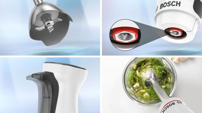 Bosch Блендер погружной 600Вт, измельчитель, венчик, белый