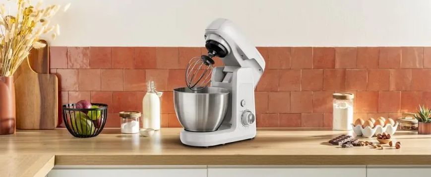 Tefal Кухонная машина Bake Partner 1100Вт, чаша-металл, корпус-пластик, насадок-8, белый QB525B38 фото