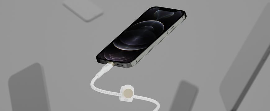 Belkin Кабель USB-С - Lightning BRAIDED SILICONE 1m White CAA011BT1MWH фото