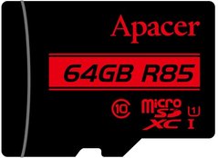 Карта памяти Apacer microSD 64GB C10 UHS-I R85MB/s + SD AP64GMCSX10U5-R фото